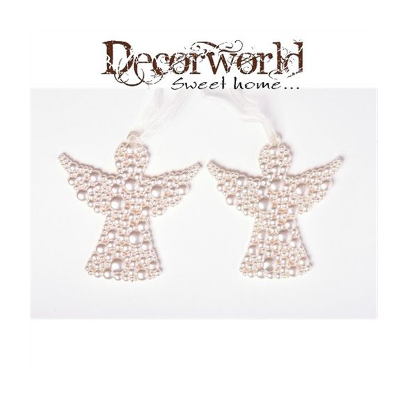 Angyal akasztós műanyag 9,5cm gyöngyház S/2