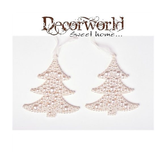 Fenyő akasztós műanyag 9,5cm gyöngyház S/2