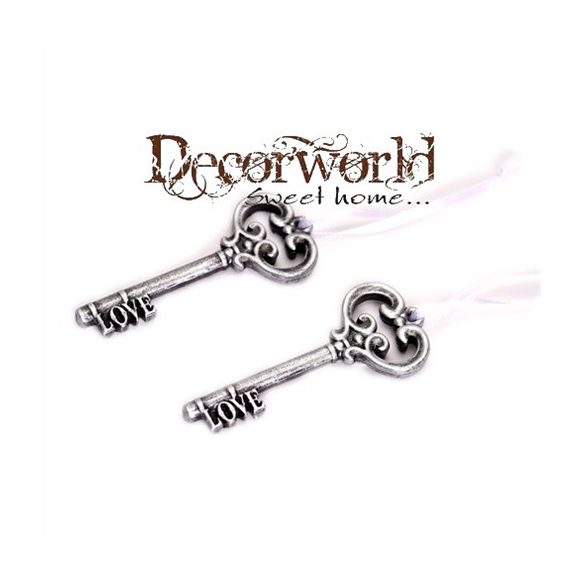 Poly akasztós kulcs 3,7x0,4x8,7cm ezüst 2 féle S/2db