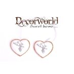   Karácsonyfadísz akasztós szív ezüst rénszarvassal 5,1x4,8x0,8cm fehér S/2db