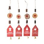 Akasztós dísz házikó fa 41x6,5x12 cm - Piros 4 féle