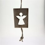   Akasztós dísz fenyőfa-szív-angyal-hópihe fa 28x9cm fehér 4 féle