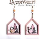   Akasztós dísz fenyőfa fa 10x3x12,5cm fehér-rózsaszín 2 féle