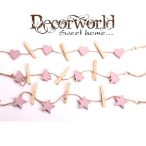   Akasztós dísz girland szívvel-csipesszel fa 72x4cm rózsaszín