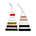 Akasztós dísz fenyőfa fa 46x14,5cm színes 2 féle