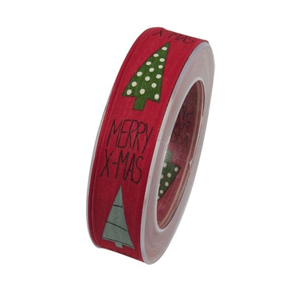 Szalag felirattal textil 25mm x 10m piros