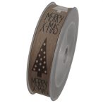 Szalag felirattal textil 25mm x 10m barna