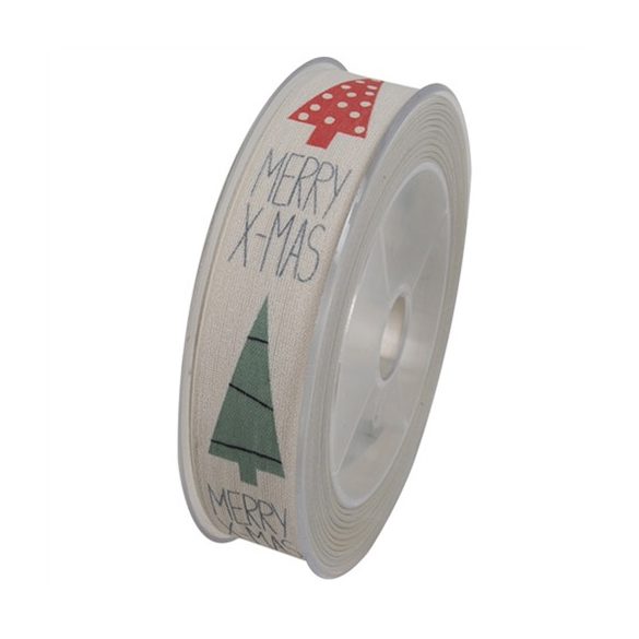 Szalag felirattal textil 25mm x 10m fehér