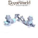 Béka fekvő poly 13x5x6cm - Szürke-kék 2féle