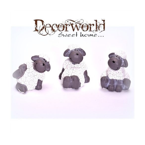 Bárány kerámia 5,5x5,5x7cm - Fehér-szürke /3féle