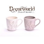 Bögre kerámia 13x9.5cm szürke - fehér 2 féle