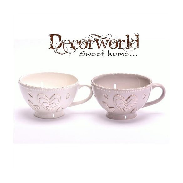 Csésze kerámia 17x8cm szürke - fehér 2 féle