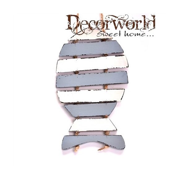 Akasztós dísz hal fa 19x11,5x1,2cm - Kék fehér