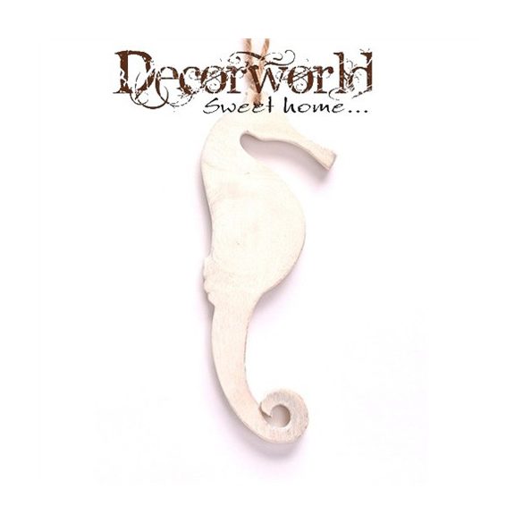 Akasztós dísz csikóhalas fa 5,5x0,7x15cm - Fehér