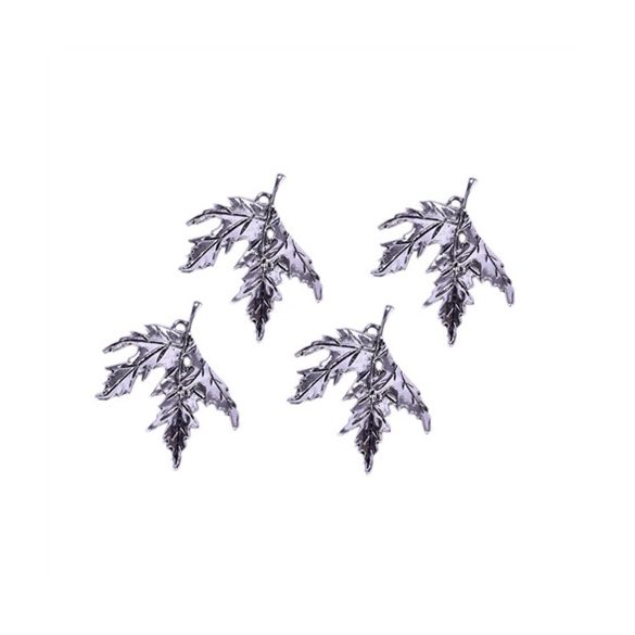 Dekoráció levél fém ezüst S/4