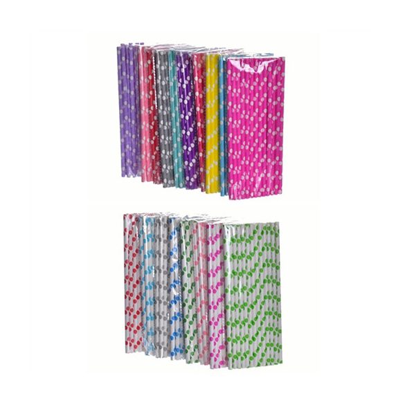 Szívószál papír színes S/25
