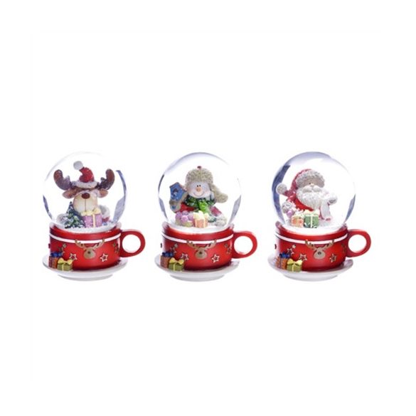 Rázógömb gyerek-mikulás-rényszarvas poly 6,5cm piros 3 féle