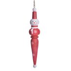 Akasztós dísz hóember fa 20x4cm piros