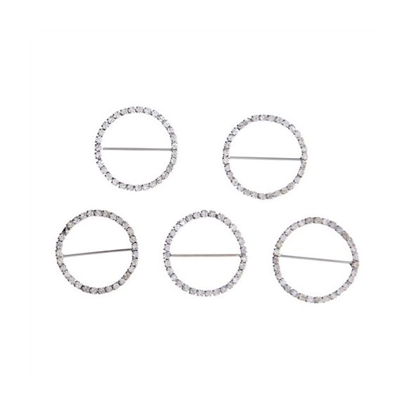 Dekoráció fém fűzhető strasszos karika ezüst
