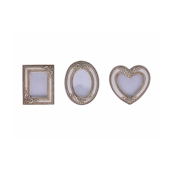 Fénykép keret poly 9x9x1cm antik fehér 3 féle