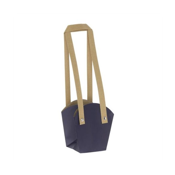 Tasak cserepes virághoz füllel 16,5x11,5x18,5cm - Sötétkék