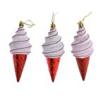 Fagyi műanyag 13 cm - Piros-fehér S/3