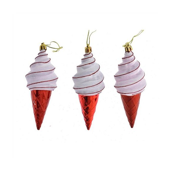 Fagyi műanyag 13 cm - Piros-fehér S/3