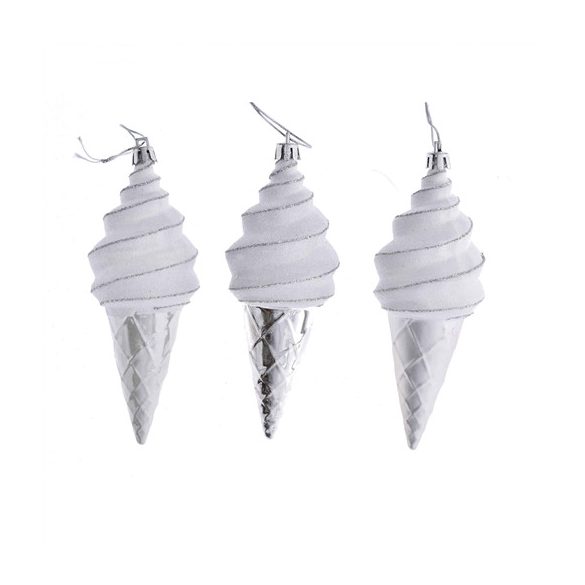 Fagyi műanyag 13 cm - Ezüst-fehér S/3