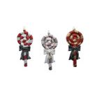   Nyalóka glitteres akasztós műanyag 7,8x2x16,8cm - Piros ezüst fehér 3féle