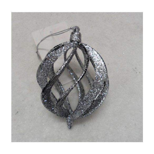Műanyag gömb spirálos 11,5x8x8cm - Ezüst