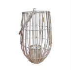 Lámpás füllel, üveggel vessző 45x26cm - Fehér