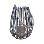 Lámpás füllel, üveggel vessző 35x32cm - Szürke