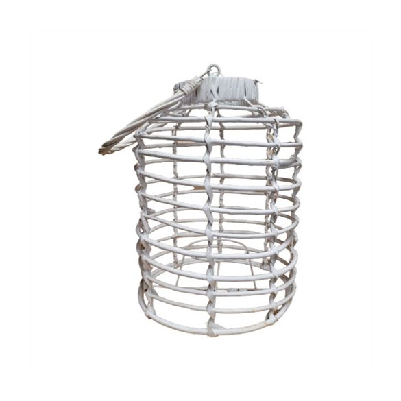 Lámpás füllel, üveggel vessző 38x28 cm - Fehér