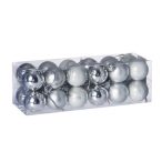 Gömb dobozban műanyag 3cm 3féle - Ezüst S/24