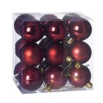 Műanyag gömb dobozban 5cm - Bordó 3féle S/18