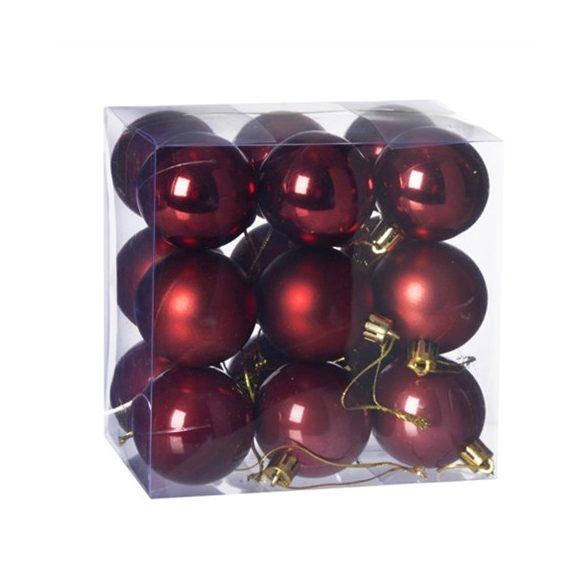 Műanyag gömb dobozban 5cm - Bordó 3féle S/18