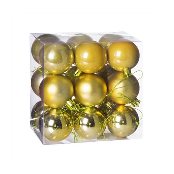 Műanyag gömb dobozban 5cm - Arany 3féle S/18