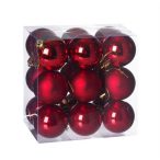 Műanyag gömb dobozban 5cm - Piros 3féle S/18