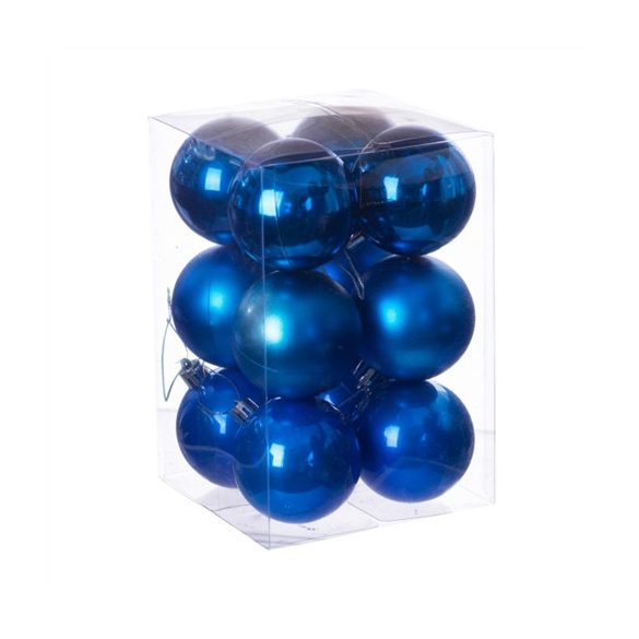 Gömb dobozban műanyag 6cm királykék 3 féle S/12