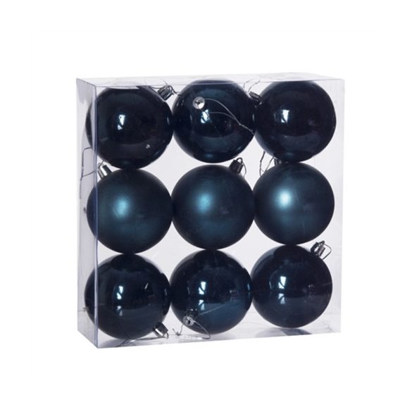 Műanyag gömb dobozban 8cm - Olajkék 3féle S/9