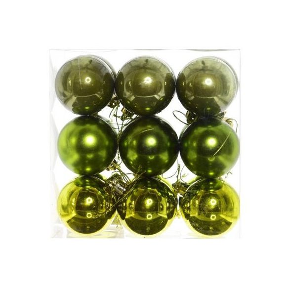 Műanyag gömb dobozban 8cm - Sötét zöld 3féle S/9