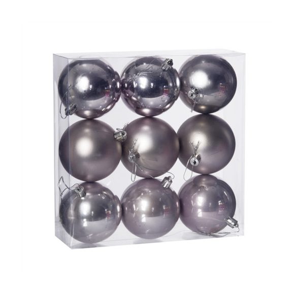 Műanyag gömb dobozban 8cm - Világos lila 3 féle S/9