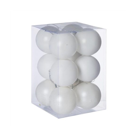 Műanyag gömb dobozban 6cm - Fehér 3 féle S/12