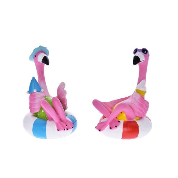 Flamingó nyári szettben poly 9x9x12,5cm