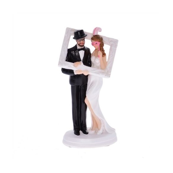 Esküvői figura - képkerettel poly 6x3,7x11,2cm