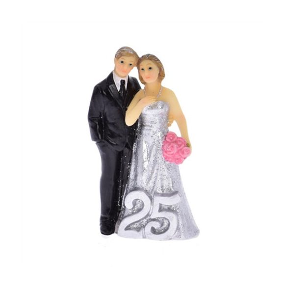 Esküvői figura poly - Ezüstlakodalom 5x3x9cm