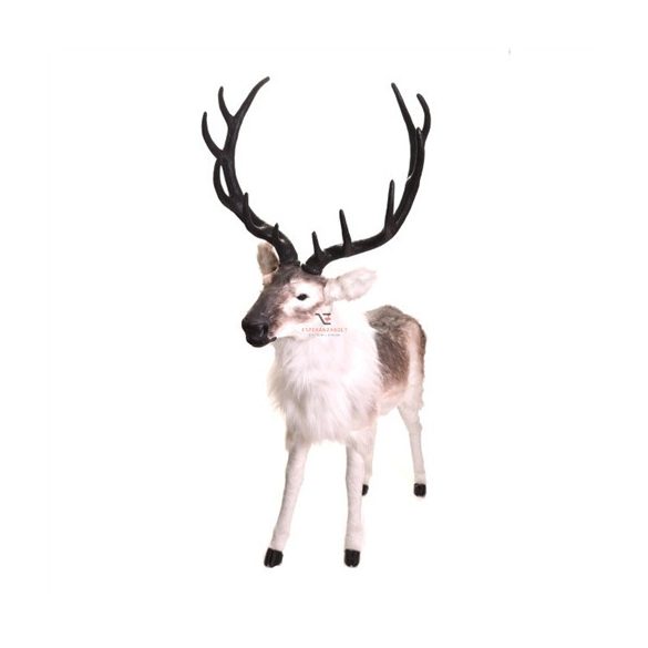 Szarvasbika álló műanyag/textil 130x58x137 cm - Barna/fehér