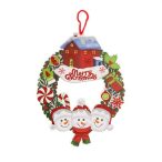   Akasztós dísz Merry Christmas felirattal hóemberrel, házzal polyfoam 24*20cm zöld, fehér