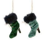   Csizma akasztós textil/hungarocell 10x14cm - Sötétzöld, kék 2 féle