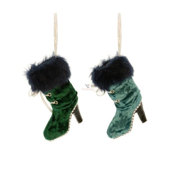 Csizma akasztós textil/hungarocell 10x14cm - Sötétzöld, kék 2 féle